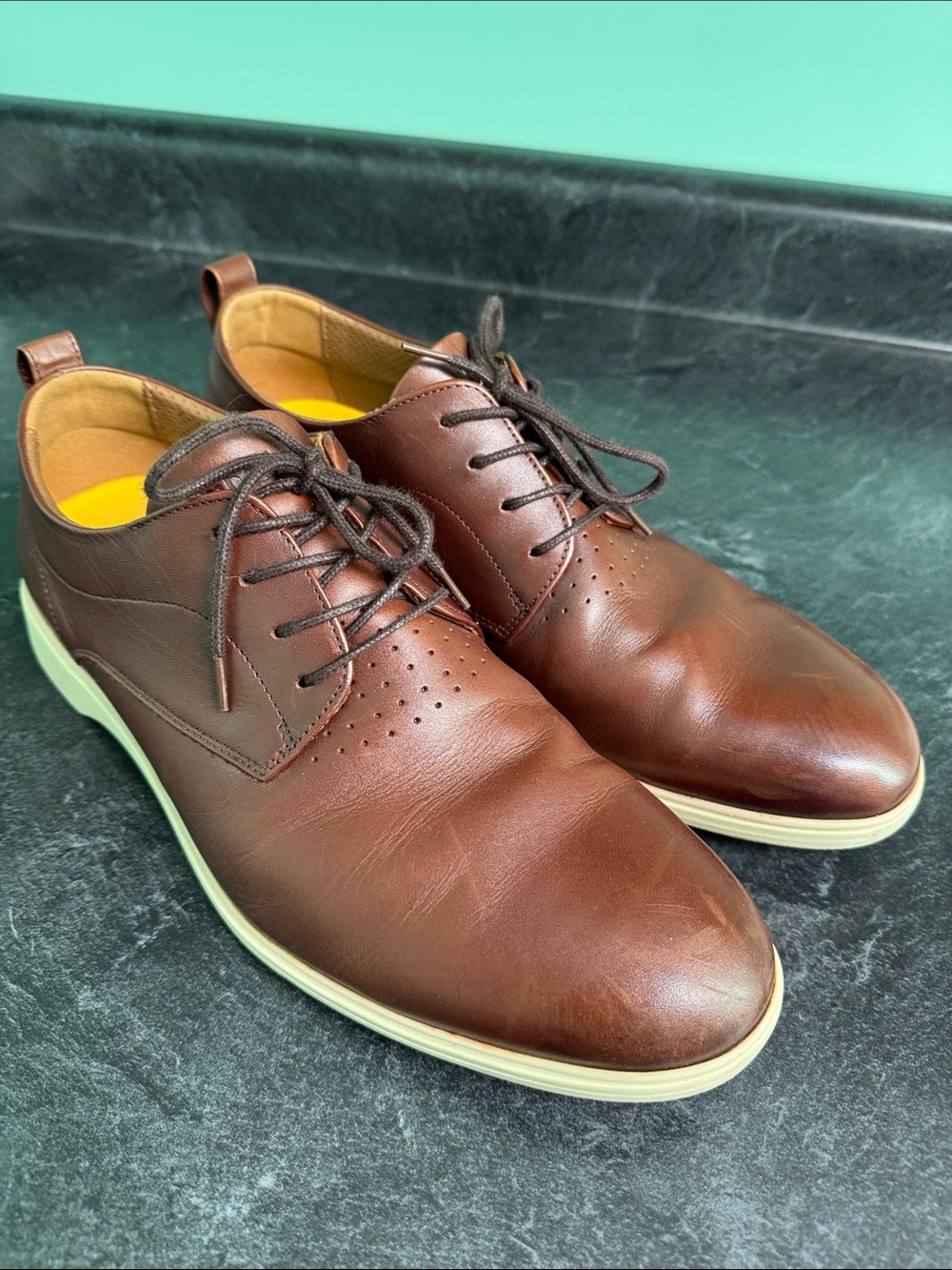Men's Amberjack Brown Leather Lace-Up Casual Dress Shoes size 11M